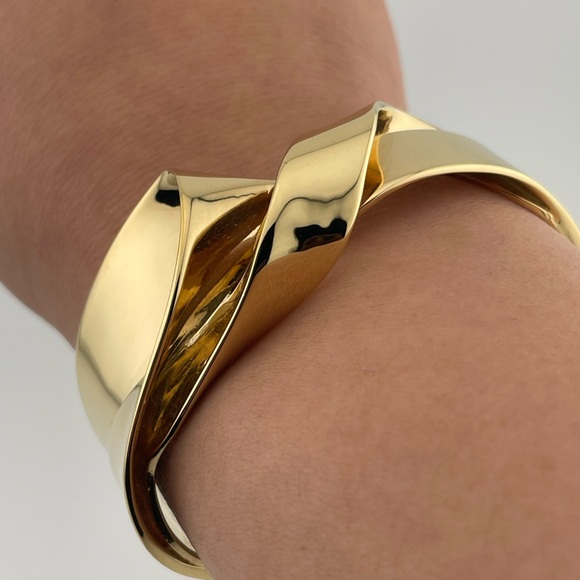 Polène 24K Gold Gilded Twist Cuff Bracelet Made in Italy Size S - Picture 4 of 7